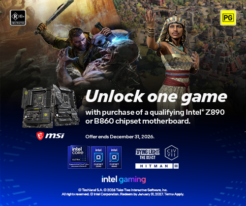 MSI x Intel® Motherboard Bundle 2026 - Get one game from the three