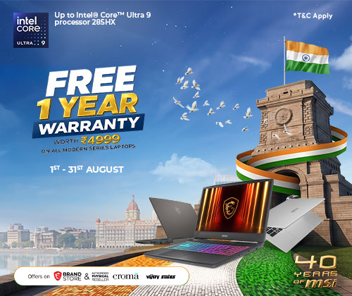 2026 MSI Aug. Freedom Sale - Free 1-Year Extra Warranty Extension for Modern Series